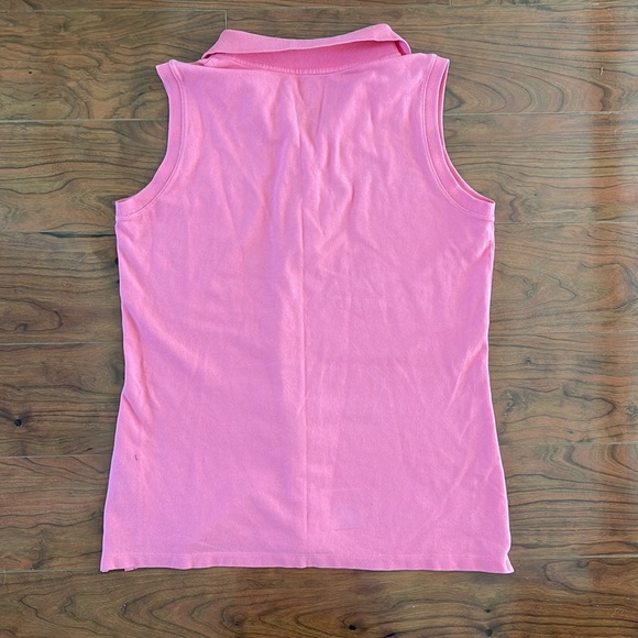 L.L. Bean Pink Half Button Down Sleeveless Shirt Top - Picture 9 of 10